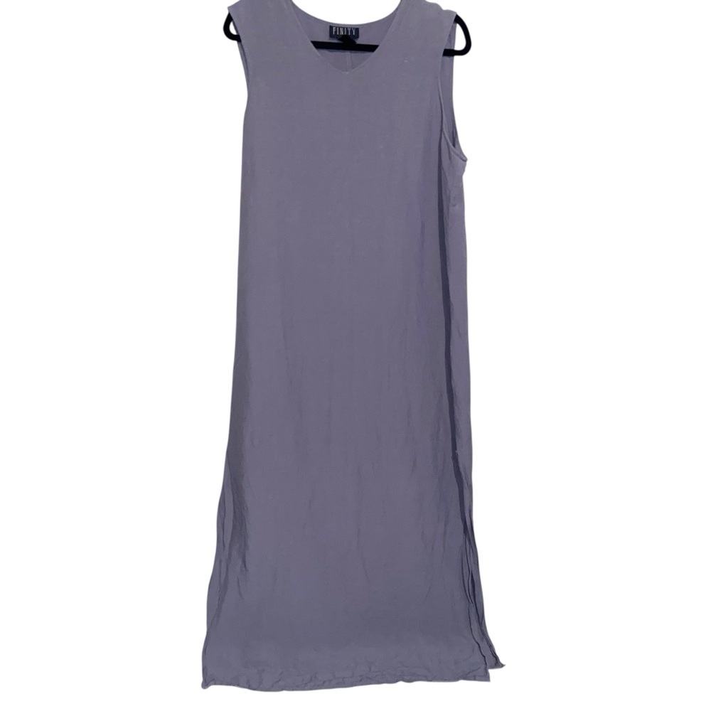 Finity Vintage Dress Womens Size 16 Linen Blend Maxi Coastal Lagenlook Lagum